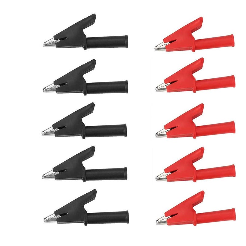bnafes10Pcs Full Insulated Crocodile Clips with 4mm Socket Banana Jack Copper Test Clamp Wire Clip Alligator Clips 30A - Image 1